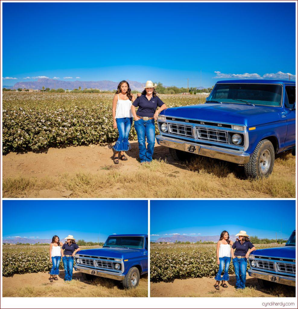 portrait, cyndi hardy photography, photography, photographer, san tan valley, arizona, superstition mountains, cotton field, old truck